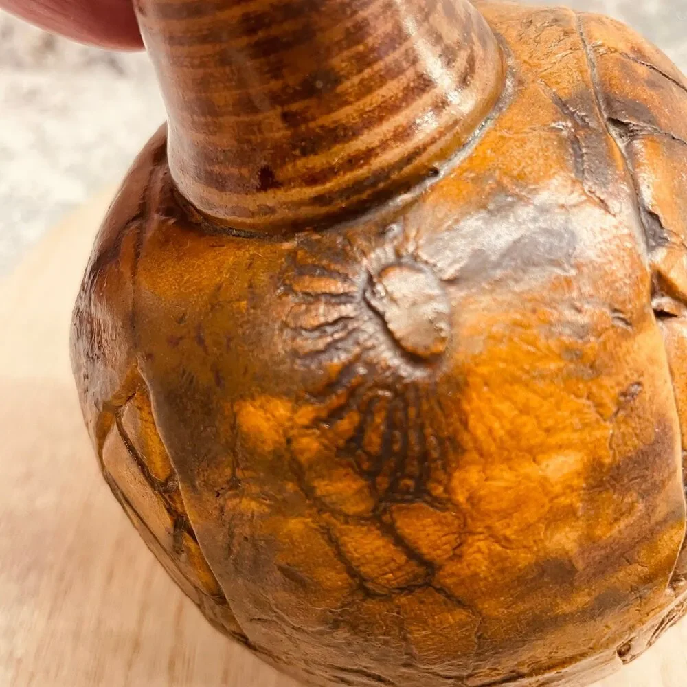 Vintage Otagiri Japan MCM Studio Pottery Vase Incised Bird Stoneware 4